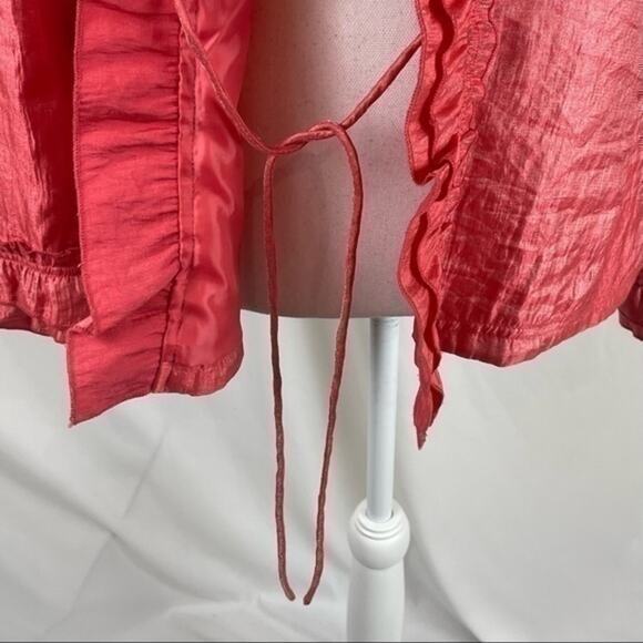 Rafael Metallic Tangerine Ruffled Party Event Glam Jacket NWOT Size 16 - Picture 5 of 11